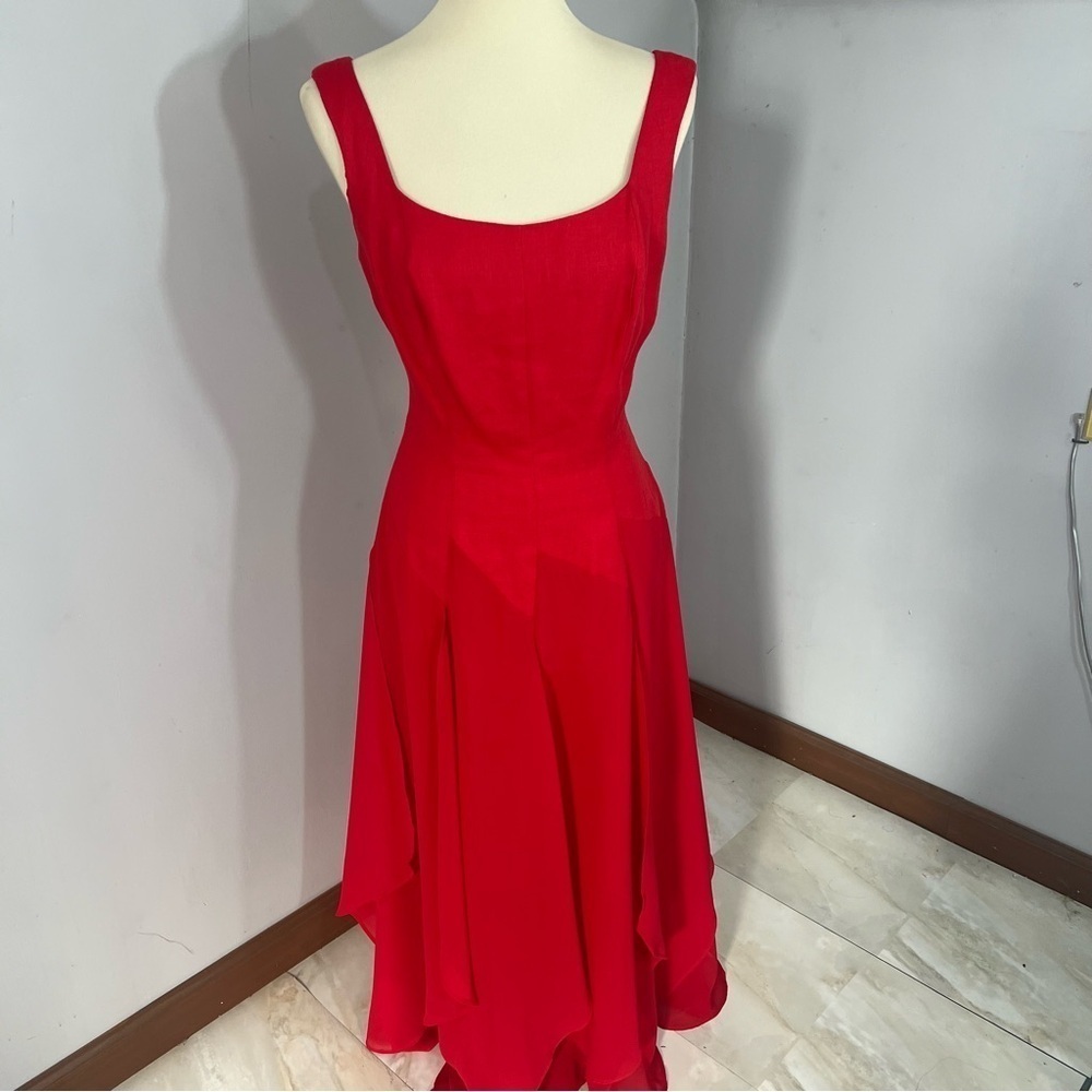 Vintage Kamisato Geary Roark red linen maxi dress classic formal cocktail vacay - Picture 11 of 12